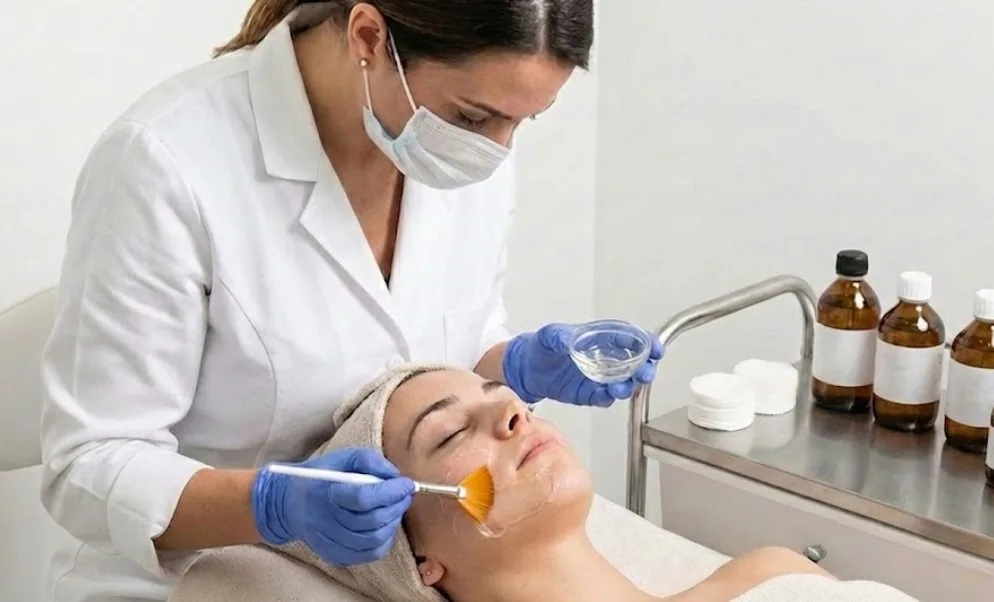 Trattamento viso professionale ad Asti: applicazione di una maschera curativa su pelle con brufoli