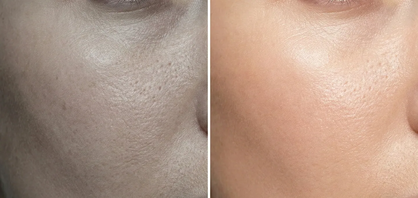 Risultati visibili prima e dopo cambiare detergente viso migliora luminosità e grana della pelle.