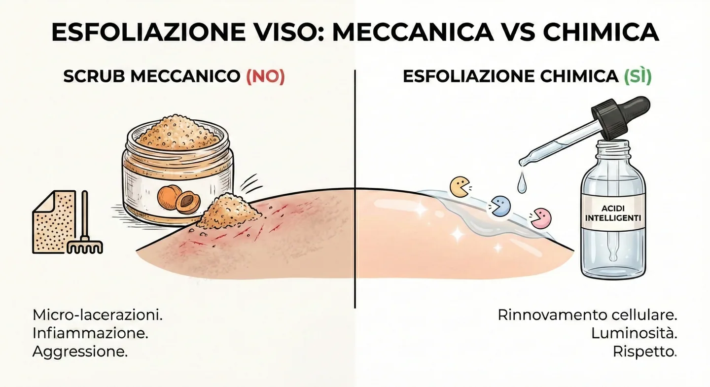 differenza tra scrub meccanico e esfoliazione chimica Meri Skin Perfect Asti