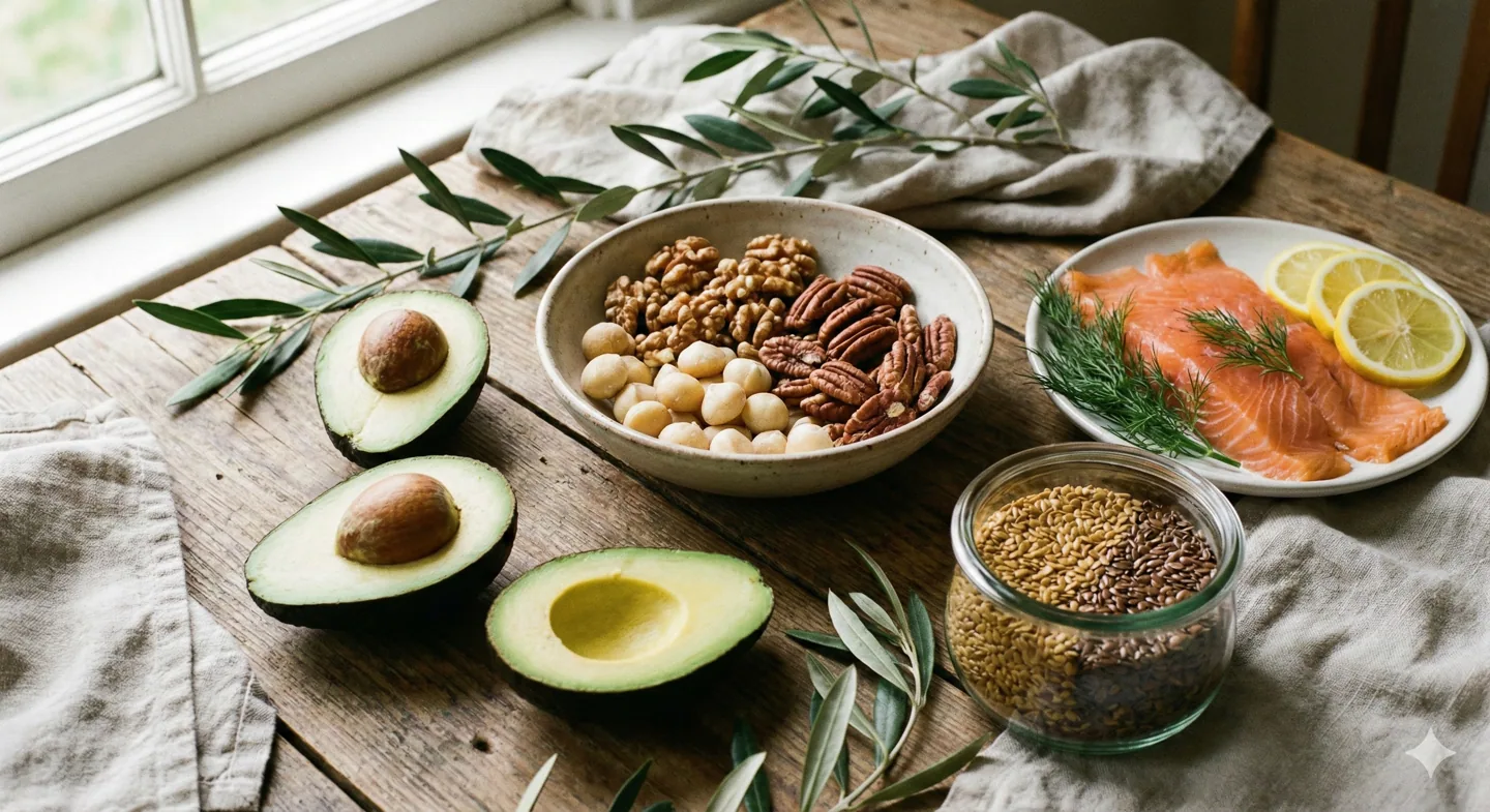Alimenti ricchi di Omega 3 e 6 per nutrire la pelle secca dall'interno.
